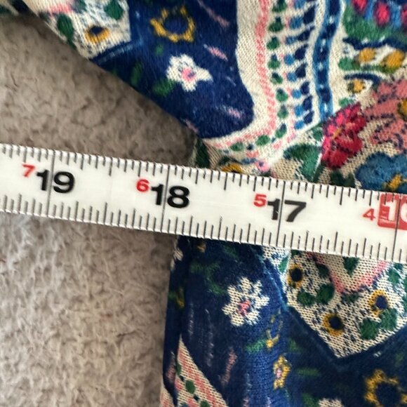 Vintage Dress Blue Peasant Midi Boho Floral 70s Cottagecore Prairie - Picture 10 of 13